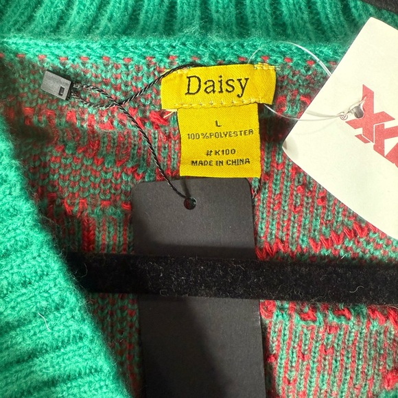 Daisy Red and Green Women's Crop Cardigan - Picture 7 of 7